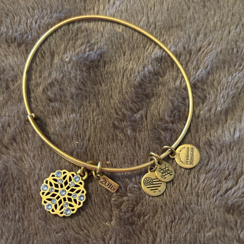 Alex and Ani Gold Charm Bracelet with Crystal Details